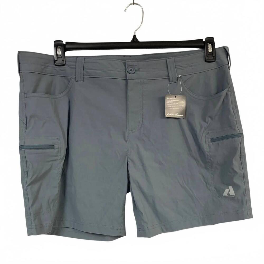 NEW EDDIE BAUER women's flexion mid rise guide shorts - plus in graphite gray